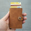 RFID Protected Vintage Automatic Leather Credit Card Holder Men Aluminum Alloy Hasp Business ID Multifunction Cardholder Wallet - Korvel