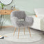 GREY Faux Fur Upholstered Make up chair Side Dining Chair with Metal Leg(GREY+Beech Metal Leg) - Korvel