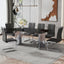 Modern minimalist dining table The black imitation marble glass desktop is equipped with silver metal legs - Korvel
