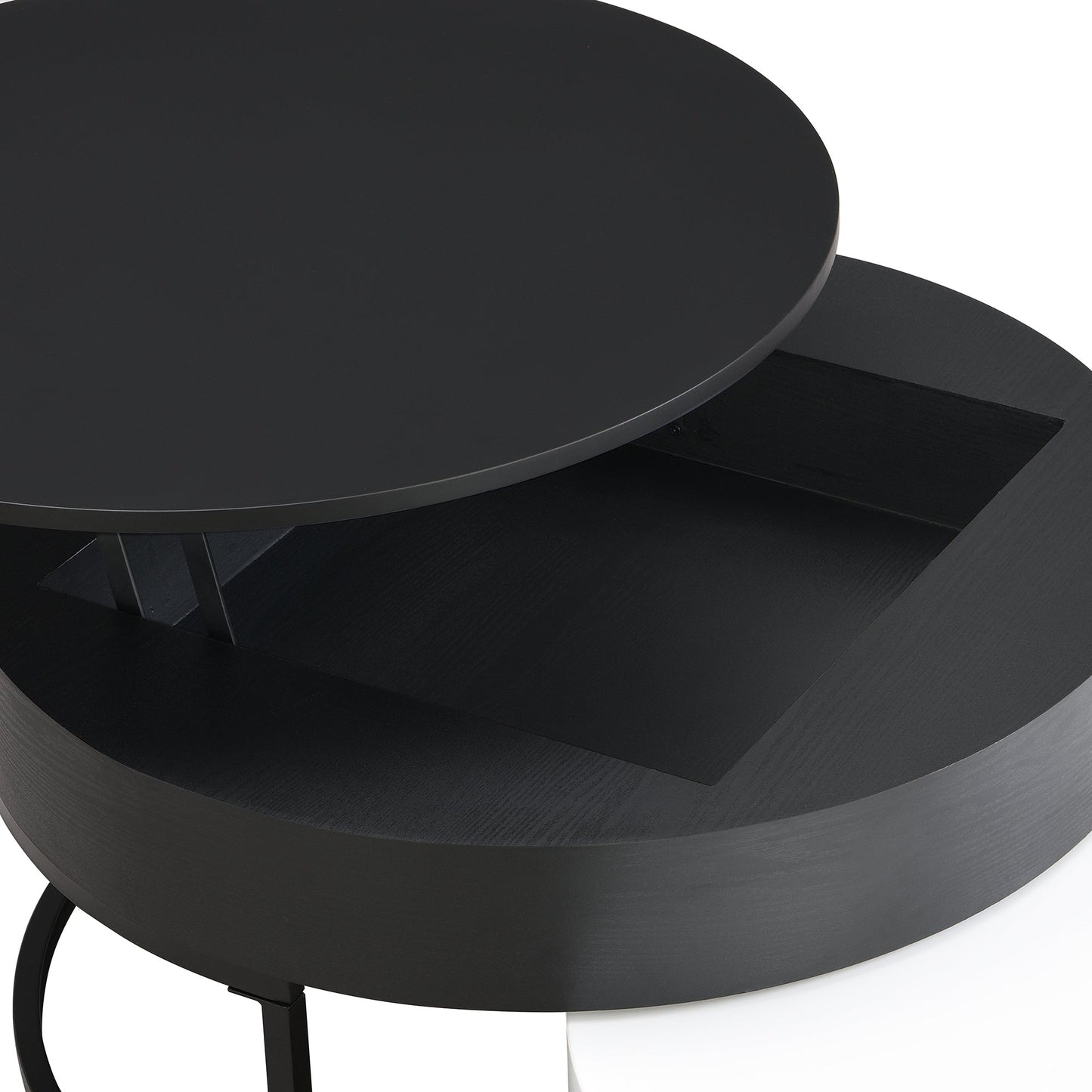 Tables basses empilables rondes modernes avec plateau relevable et tiroirs