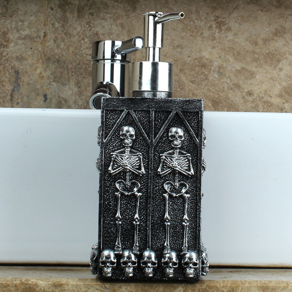 Creative home square bathroom hand sanitizer bottle decoration with a multi sided skull liquid bottle in the underground cave - Korvel