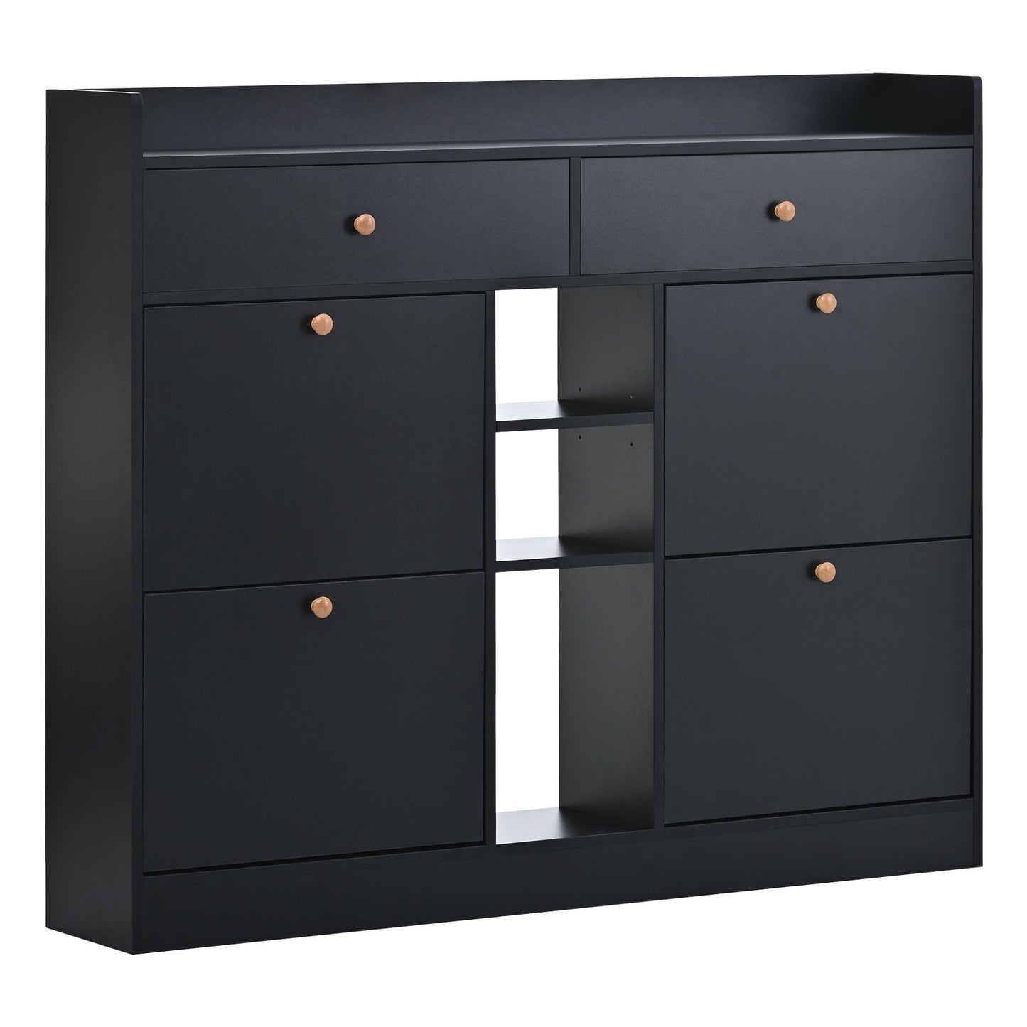 Cabinet à chaussures moderne ONTREND avec 4 tiroirs basculants - Noir