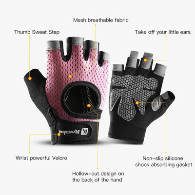 Outdoor sports fitness gloves anti slip and wear-resistant silicone half finger exposed riding gloves - Korvel