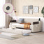 Twin Size Upholstery Daybed with Storage Arms and USB - Beige