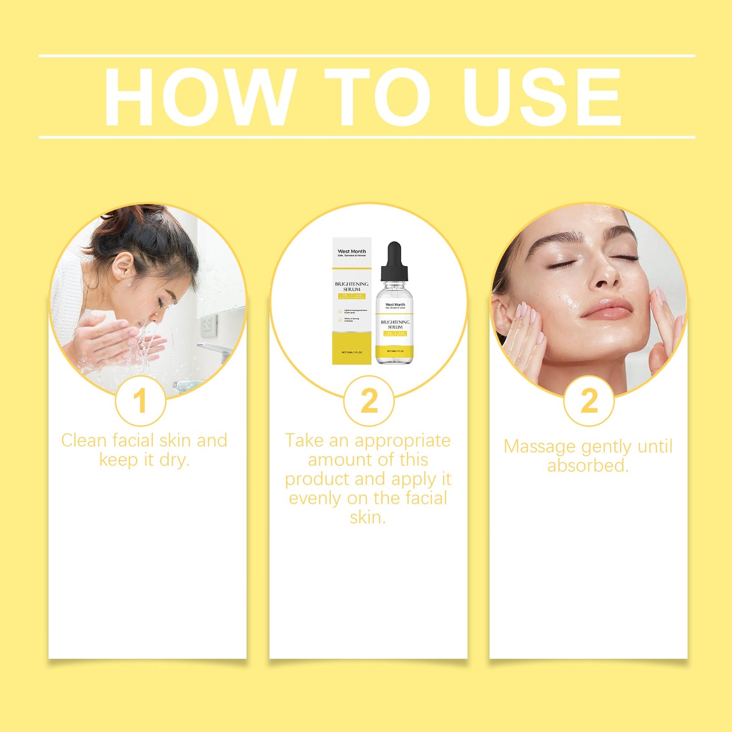 Sérum facial éclaircissant pour hydratation et fermeté