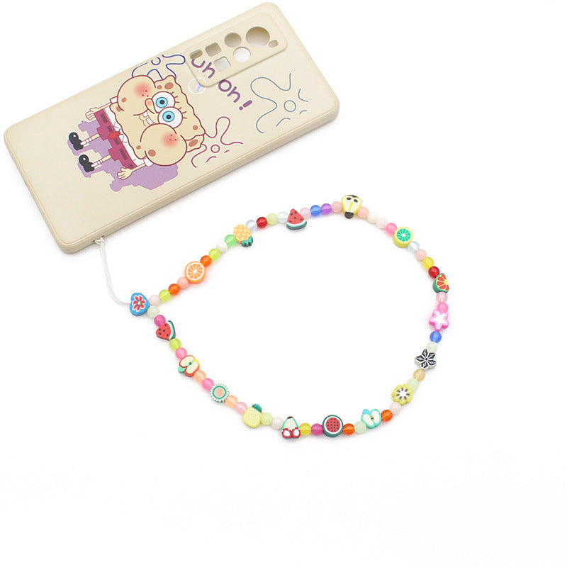 Soft Ceramic Fruit Smiley Beaded Mobile Phone Chain Necklace