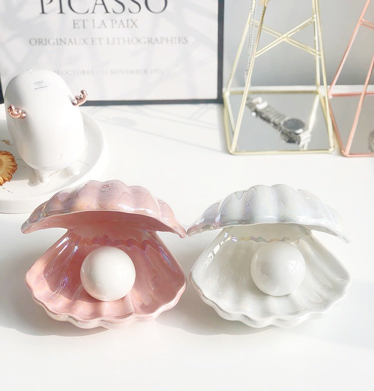Creative Shell Night Light Bedroom Headlight Nordic Internet Celebrity Girl Heart Dream Pearl Ceramic Light Desktop Decoration - Korvel
