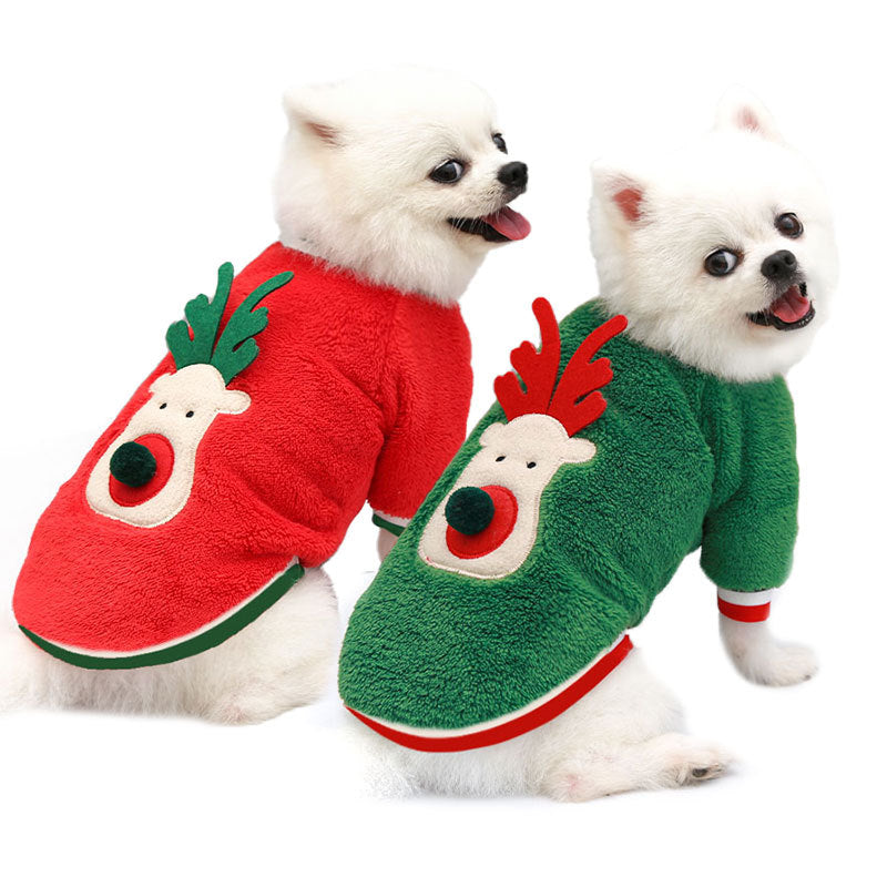 Pet Christmas Clothes Coral Down Dog Sweater Dog Goes Out Christmas Clothes Cats - Korvel