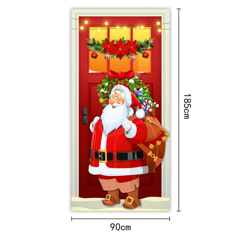 New Christmas Door Curtains, Flags, Outdoor Photography, Santa Claus and Puppies, Background Decoration, Hanging Cloth - Korvel
