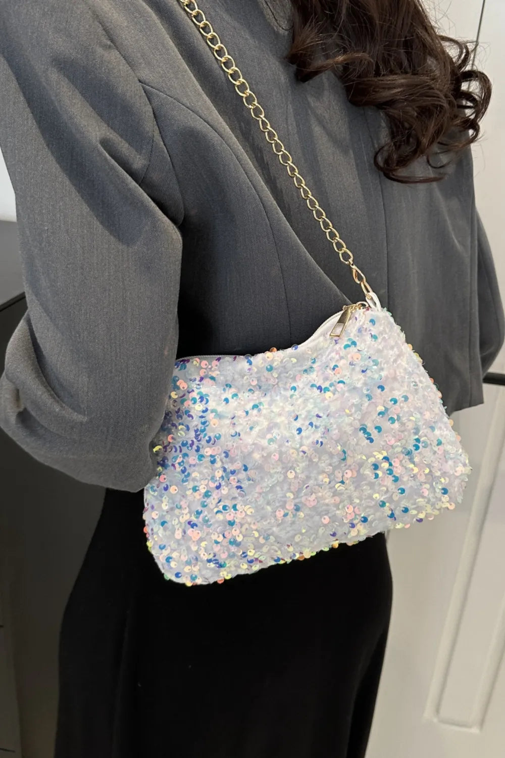 Sequin Removable Strap Shoulder Bag - Korvel