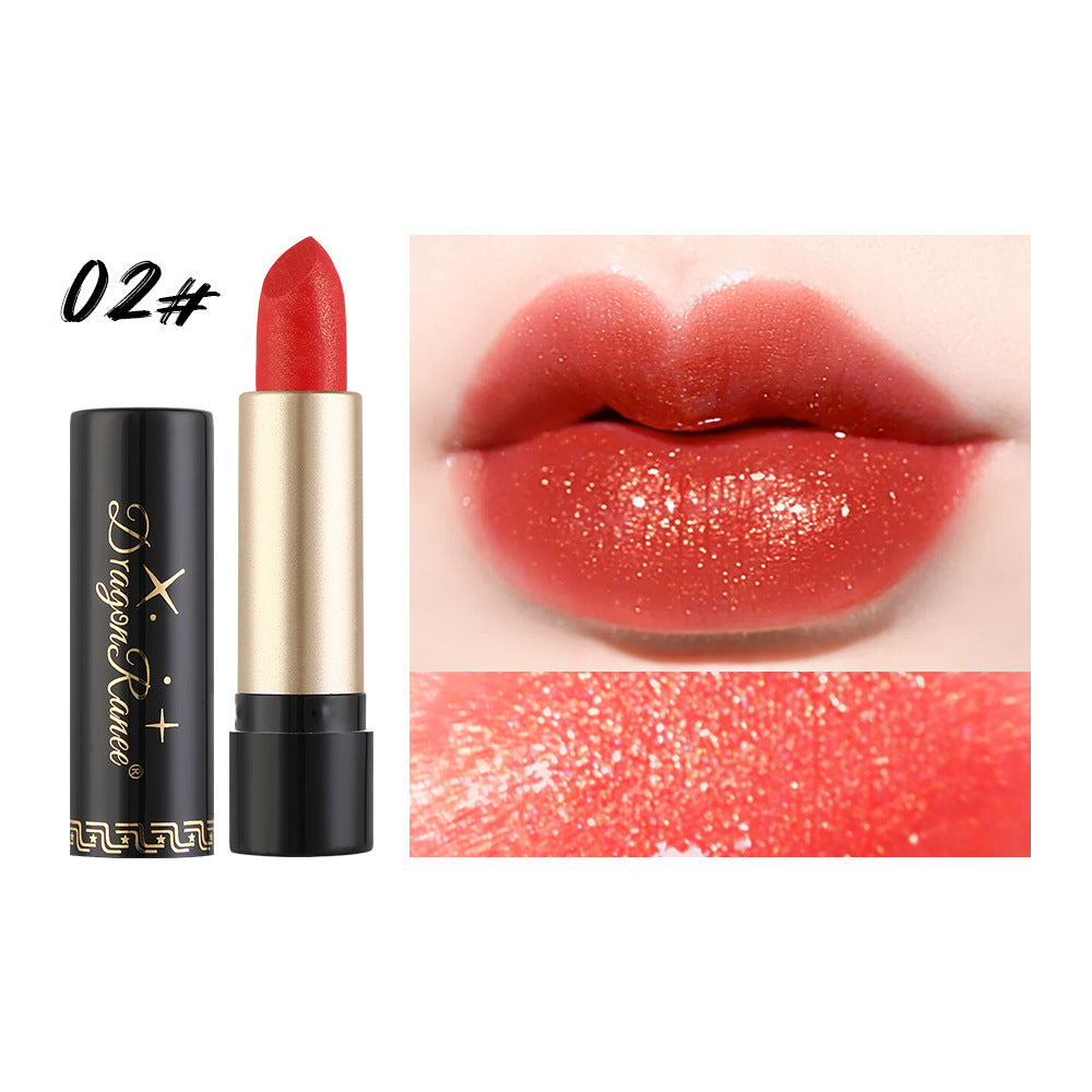 Gilt Pearlescent Dragon Fruit Peach Pink Lipstick Slightly Flashing Lipstick Moisturizing And Shining With Fine Flashing Bean Paste Mermaid - Korvel