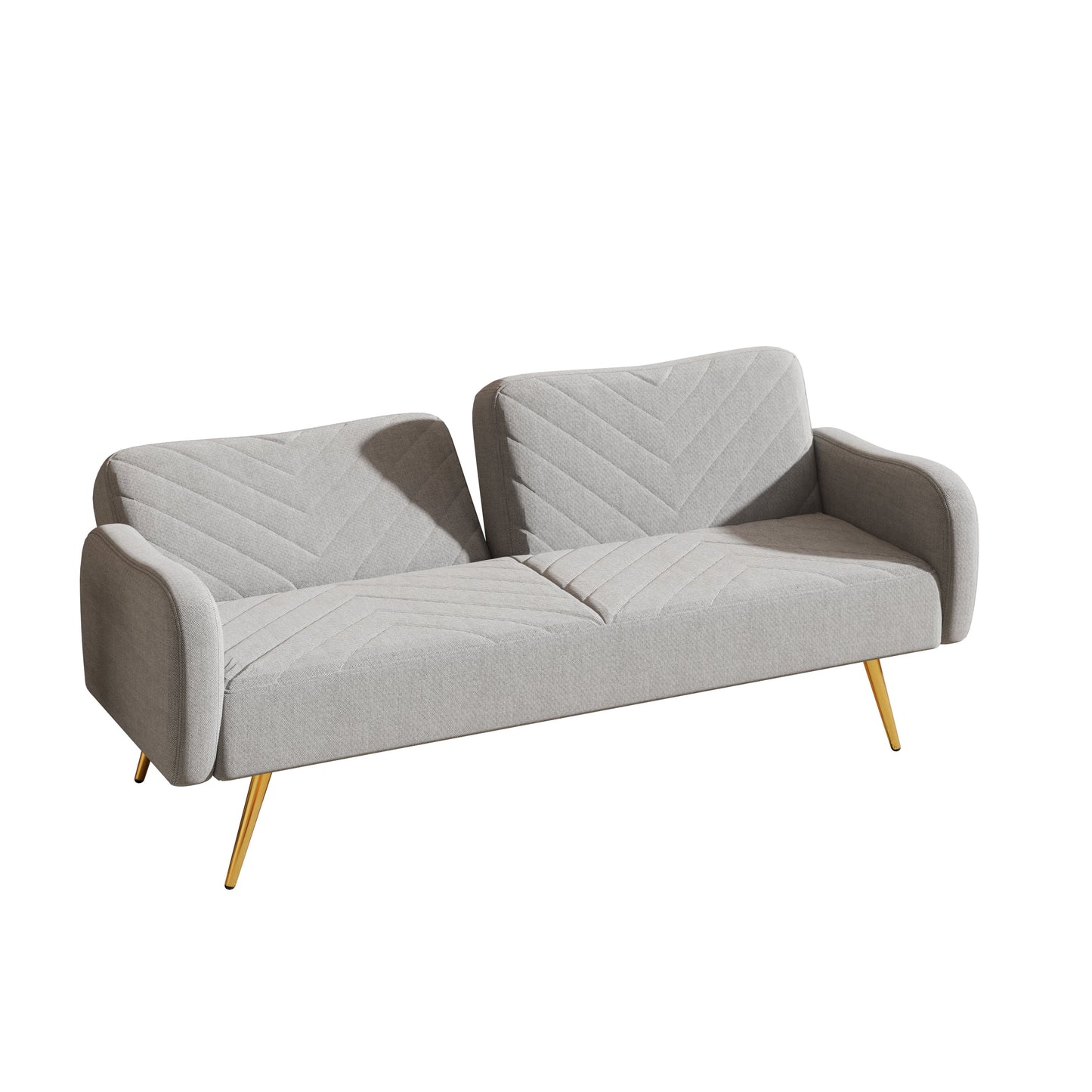 70.47" Gray Fabric Double Sofa with Split Backrest and Two Throw Pillows - Korvel
