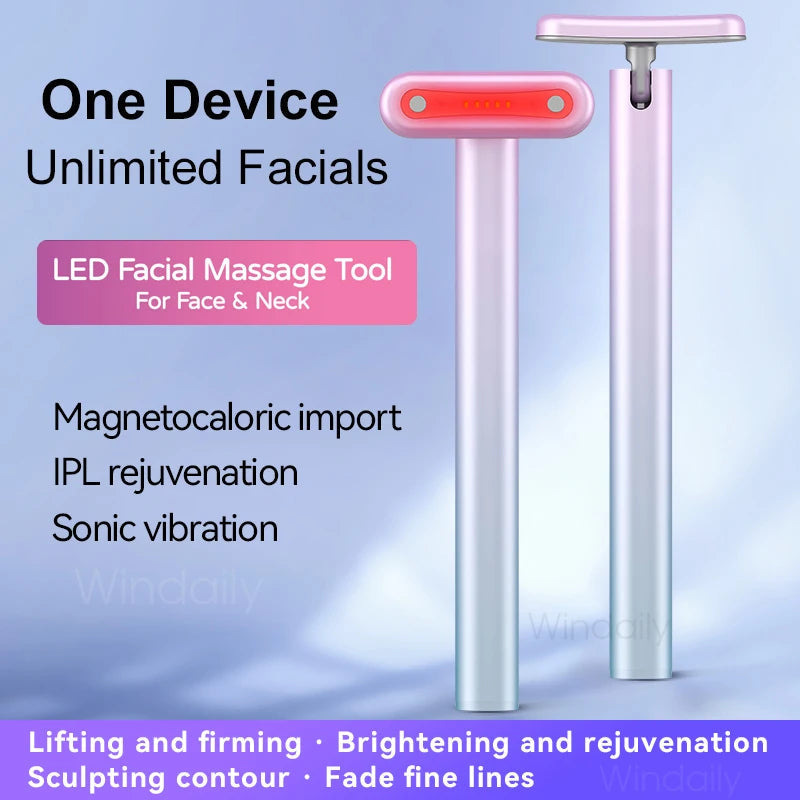 4 in 1 Facial Wand EMS Microcurrent Vibration Warm Red Light Face Lifting Machine Skin Tightening Device Neck Eye Massager Tools - Korvel