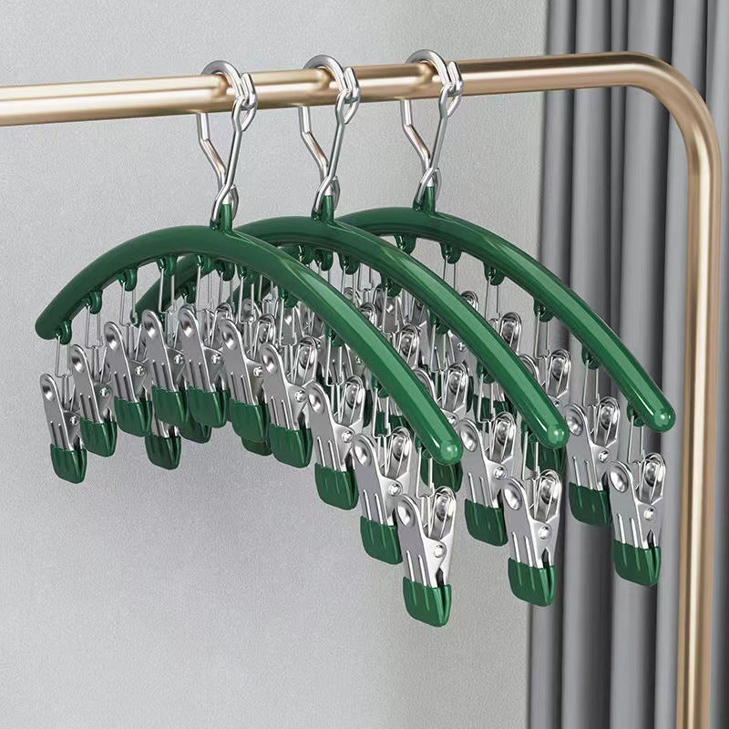 Clothes Hanger with Multiple Clips for Home Use Retractable Travel Space-Saving Indoor Bra and Panty Drying Rack Circular Design for Balcony - Korvel
