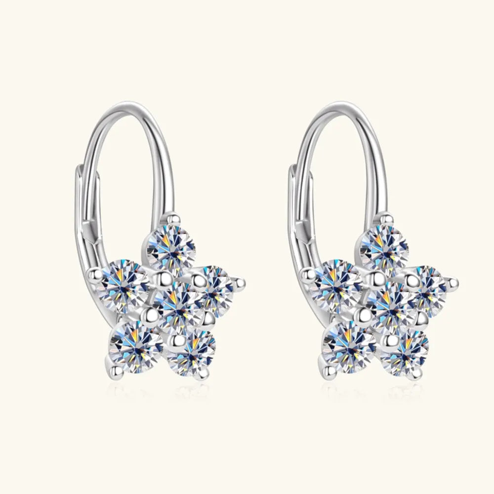 1.2 Carat 925 Sterling Silver Moissanite Flower Huggie Earrings - Korvel