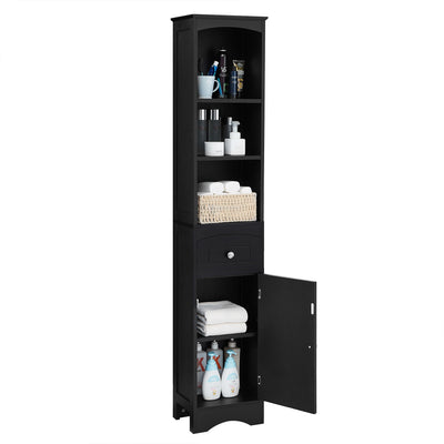 Elegant Tall Bathroom Cabinet with Adjustable Shelf - Black