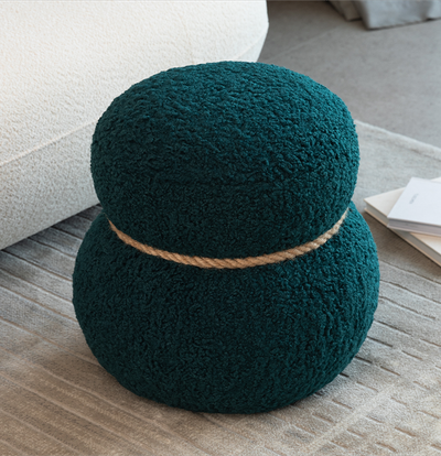 WKJ1Y Dark Green Snowman Stool with Plush Cushion