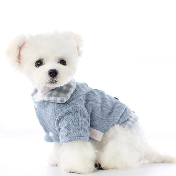 Dog clothes, pet clothes, winter lollipop dog clothes, cat clothes, compared to bear clothes, woolen plaid pet clothes - Korvel