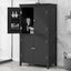 Elegant Black Bathroom Floor Storage Cabinet with Adjustable Shelves
