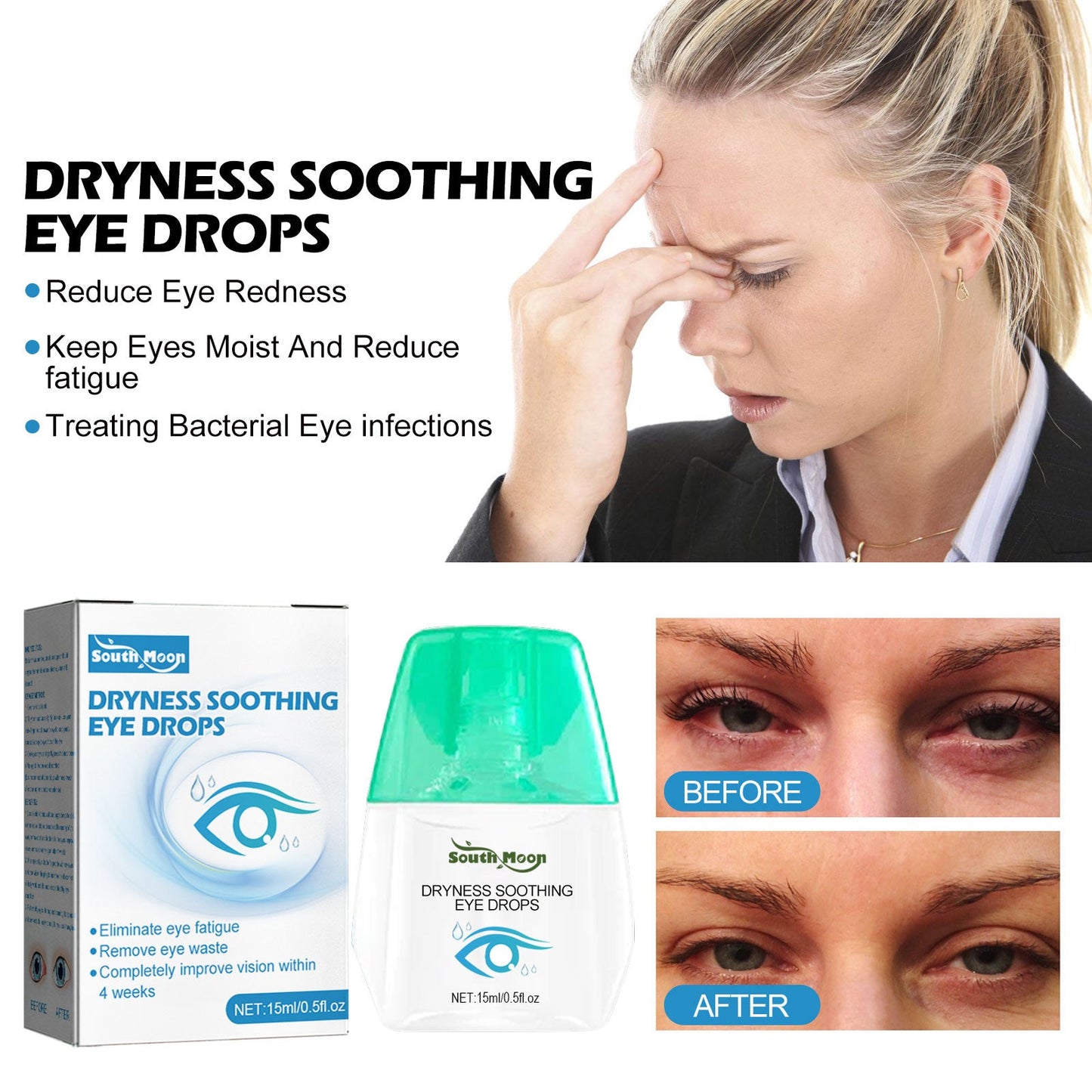 Eye Drops Dryness Soothing, Relieve Eye Fatigue, Dry Eyes, Red Eyes, Blurred Vision Eyes Care Lotion - Korvel