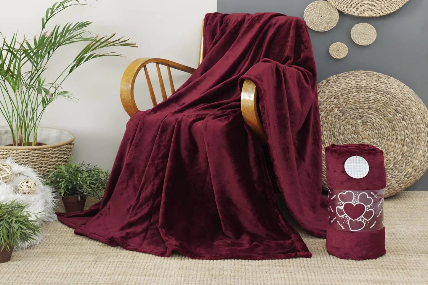 Manta Doble Aksu Wellsoft 200X220 Rojo Burdeos