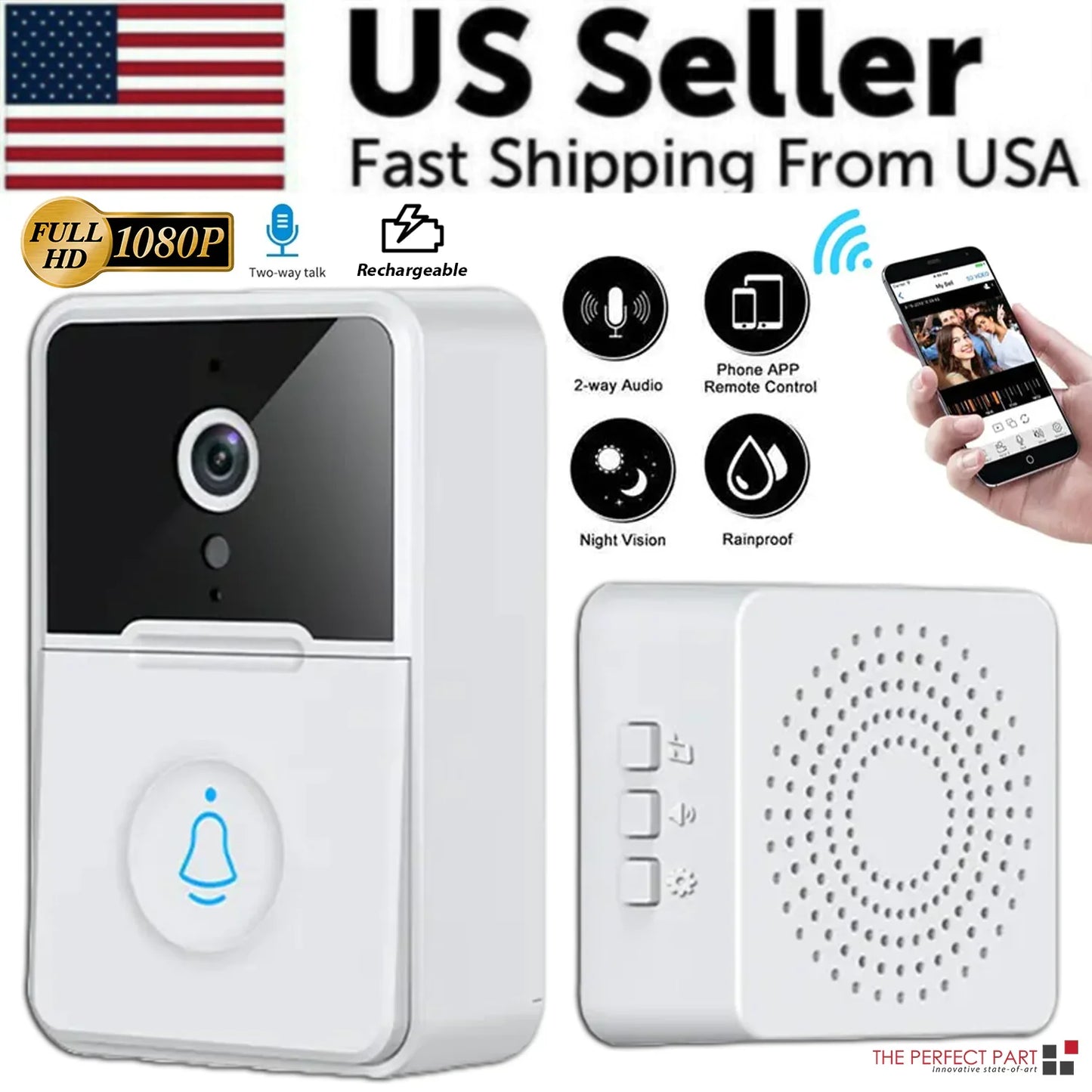 Wireless Smart WiFi Doorbell with Video Intercom