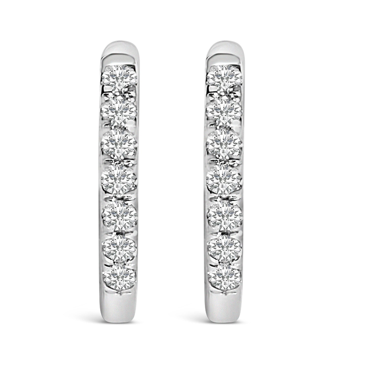 Pendientes de aro huggie de diamante de oro rosa de 10 quilates de doble cara