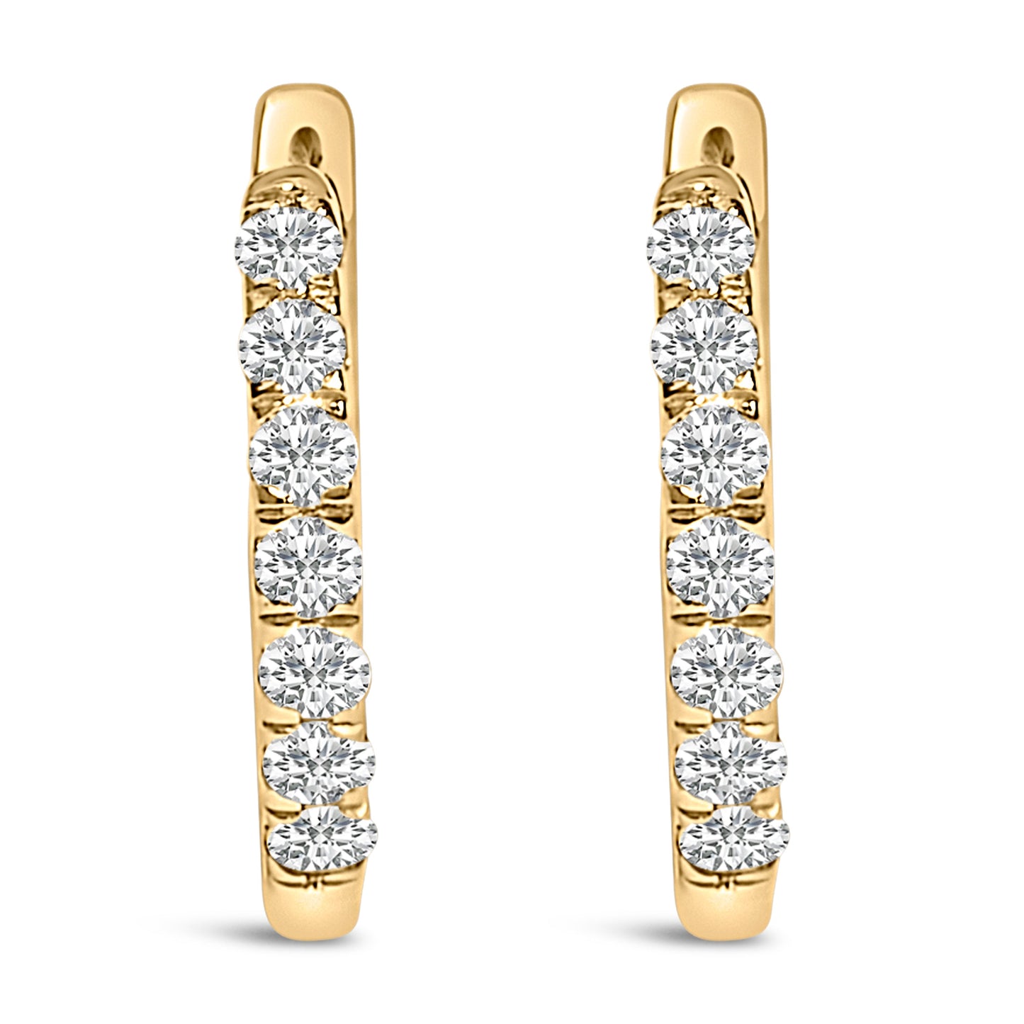 Pendientes de aro huggie de diamante de oro rosa de 10 quilates de doble cara