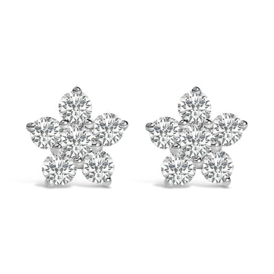 Pendientes de Estrella de Diamante Creado en Laboratorio de Oro Blanco de 10K