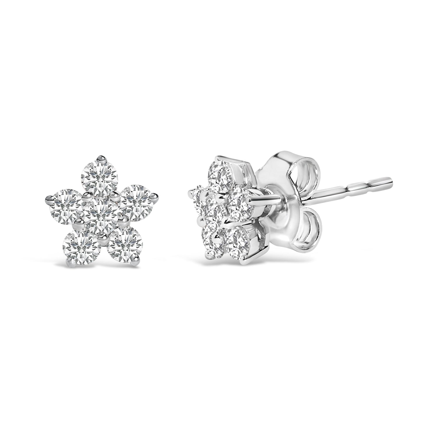 Boucles d'oreilles étoile en diamant lab-grown en or blanc 10K