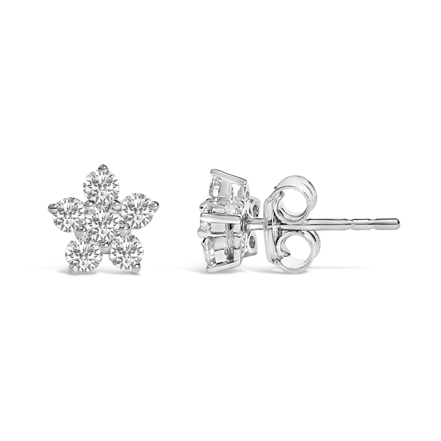 Boucles d'oreilles étoile en diamant lab-grown en or blanc 10K