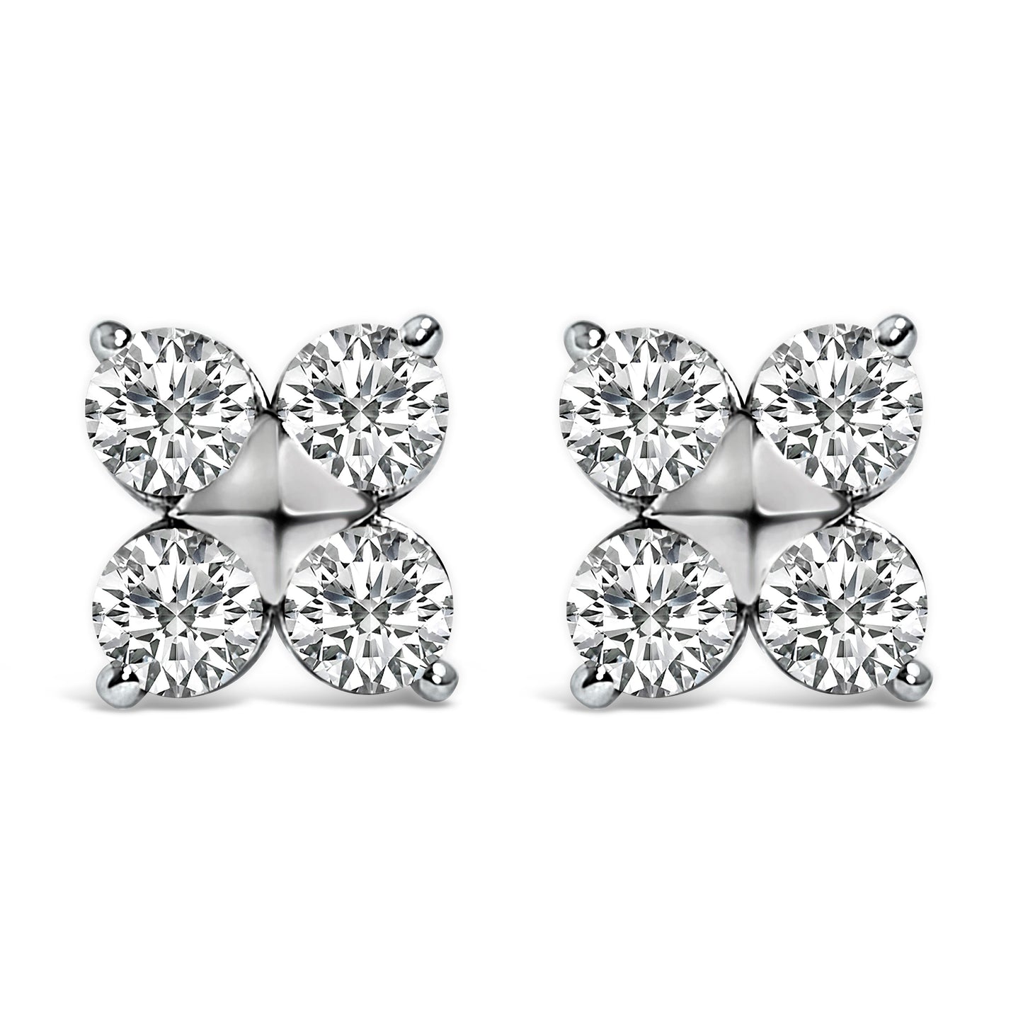 Boucles d'oreilles en diamant flocon de neige en or blanc 10K cultivé en laboratoire