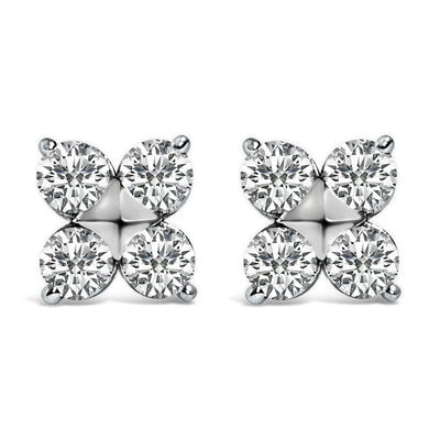 Pendientes de Stud de Copo de Nieve de Diamante Creado en Laboratorio de Oro Blanco de 10K