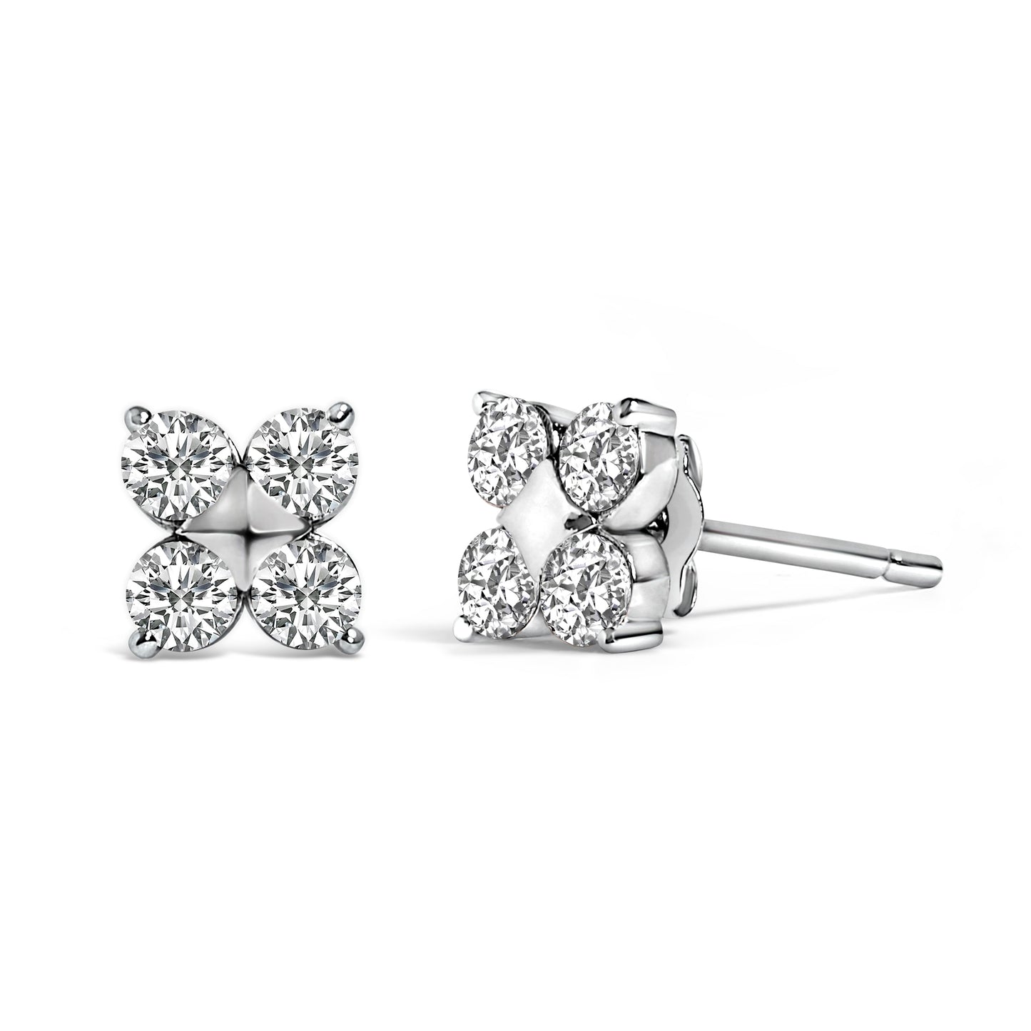 Boucles d'oreilles en diamant flocon de neige en or blanc 10K cultivé en laboratoire