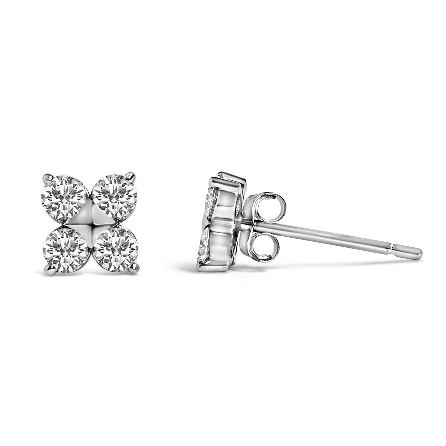 Boucles d'oreilles en diamant flocon de neige en or blanc 10K cultivé en laboratoire