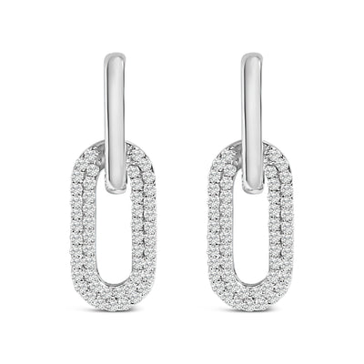 Pendientes colgantes de papel en oro blanco de 10 quilates con diamantes cultivados en laboratorio