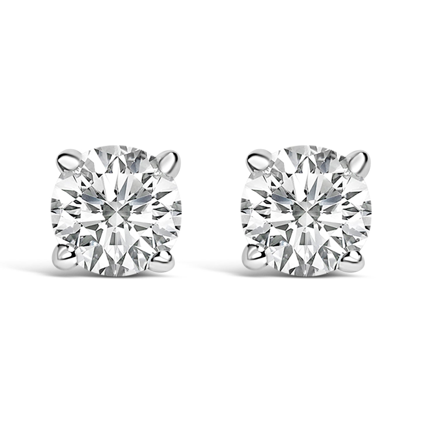 Pendientes de Stud Solitario de Diamante Creado en Laboratorio de Oro Blanco de 14K