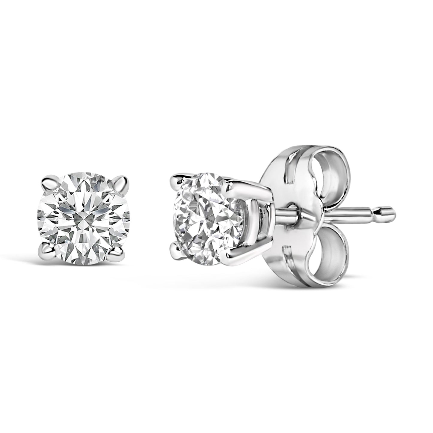 Pendientes de Stud Solitario de Diamante Creado en Laboratorio de Oro Blanco de 14K