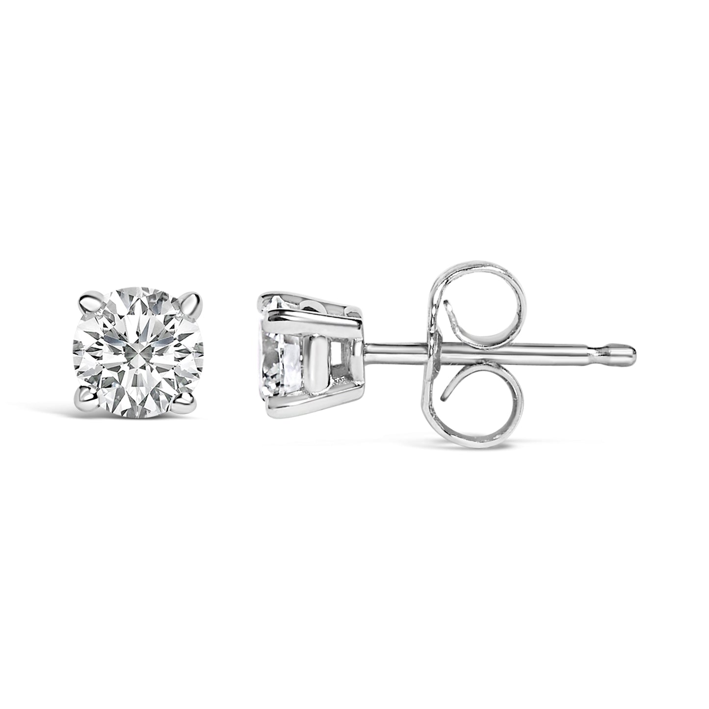 Pendientes de Stud Solitario de Diamante Creado en Laboratorio de Oro Blanco de 14K
