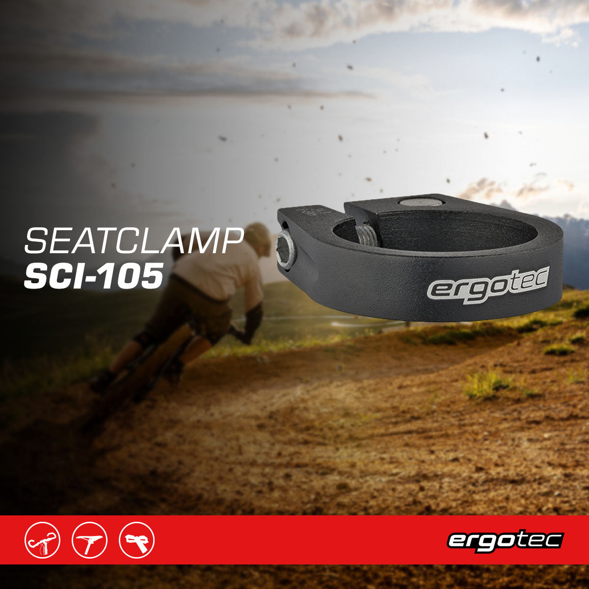 Collier de siège Ergotec SCI-105 - 31,8 mm Noir Sablé