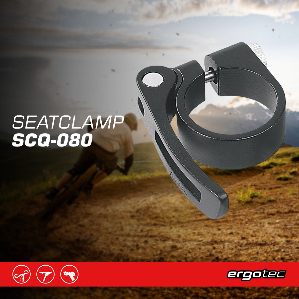 Collier de siège Ergotec SCQ-080 - Déverrouillage rapide, noir sablé