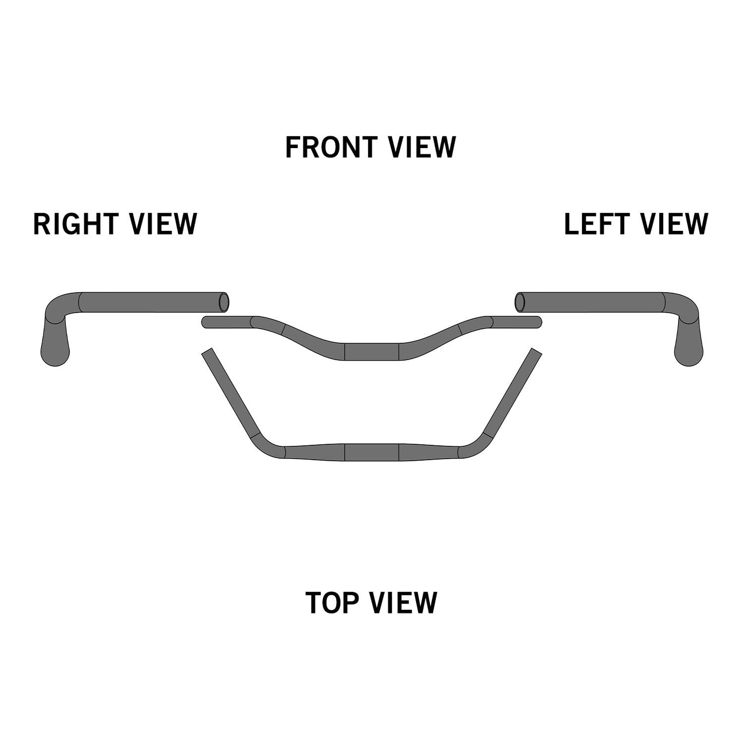 Ergotec Handlebar Moon Cruiser (31.8, GW610, GL180, GH53, 60° | Black Sandblasted | AL6061 T6, DB:1.7-2.5-1.7) - Korvel