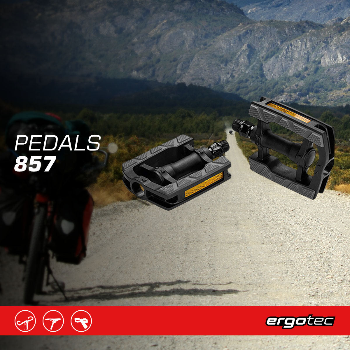 Pédales Ergotec 857 (9/16'' avec réflecteur | Noir/Gris)