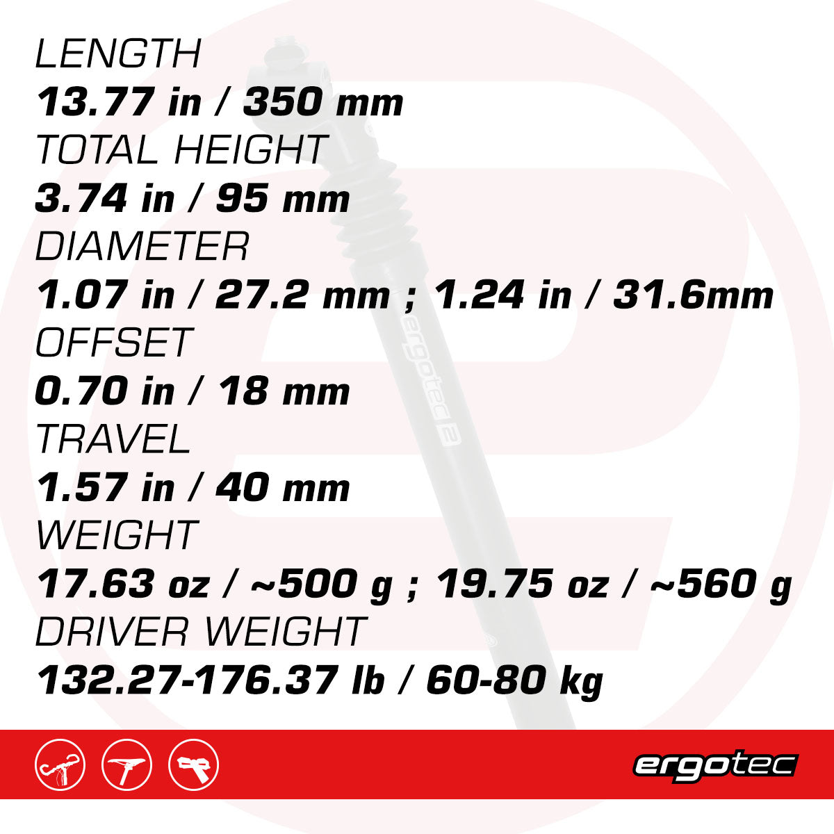 Ergotec SP-3.0 Telescopic Suspension Seat Post