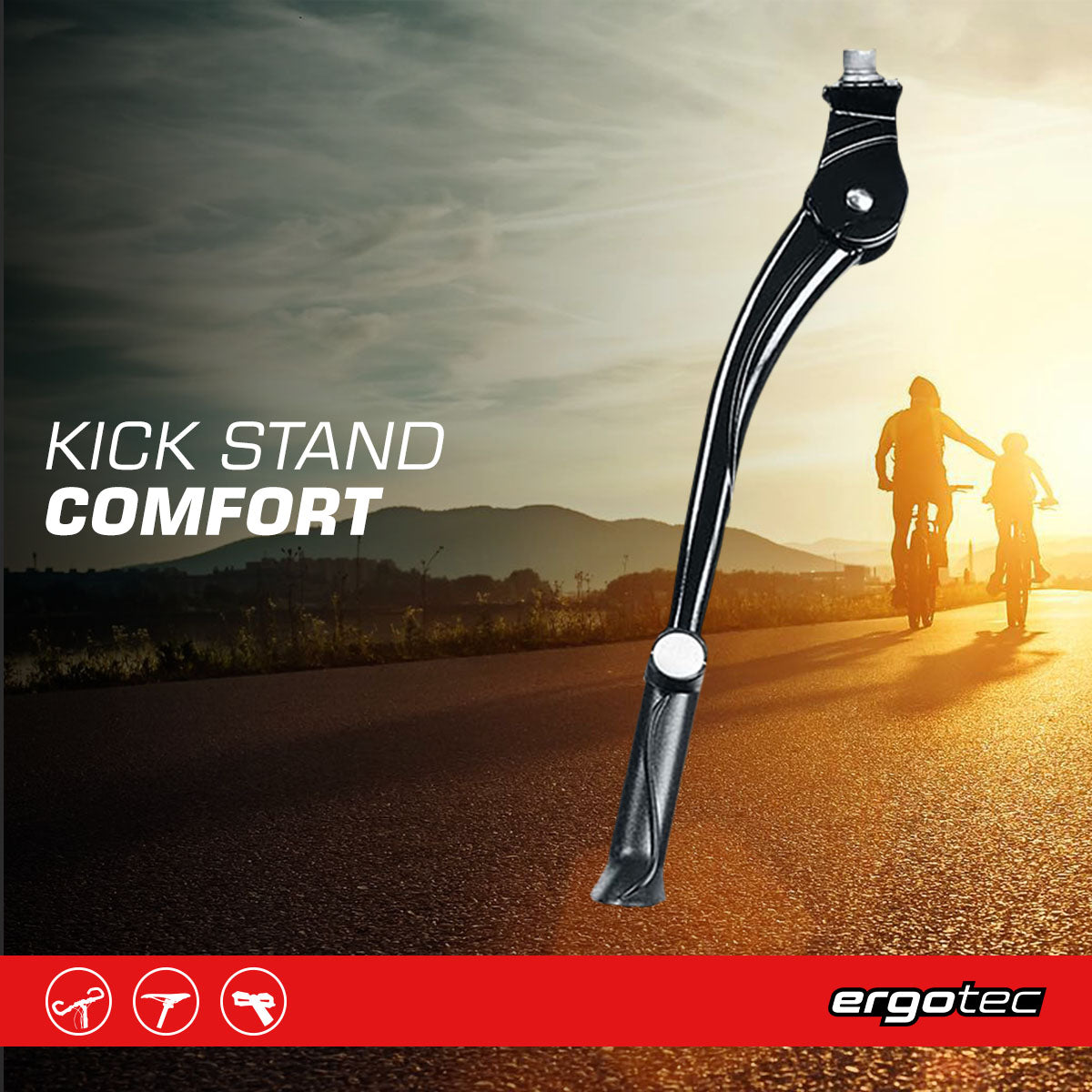 Ergotec Kick Stand Comfort - Adjustable Bicycle Stand for 26-28" Wheels
