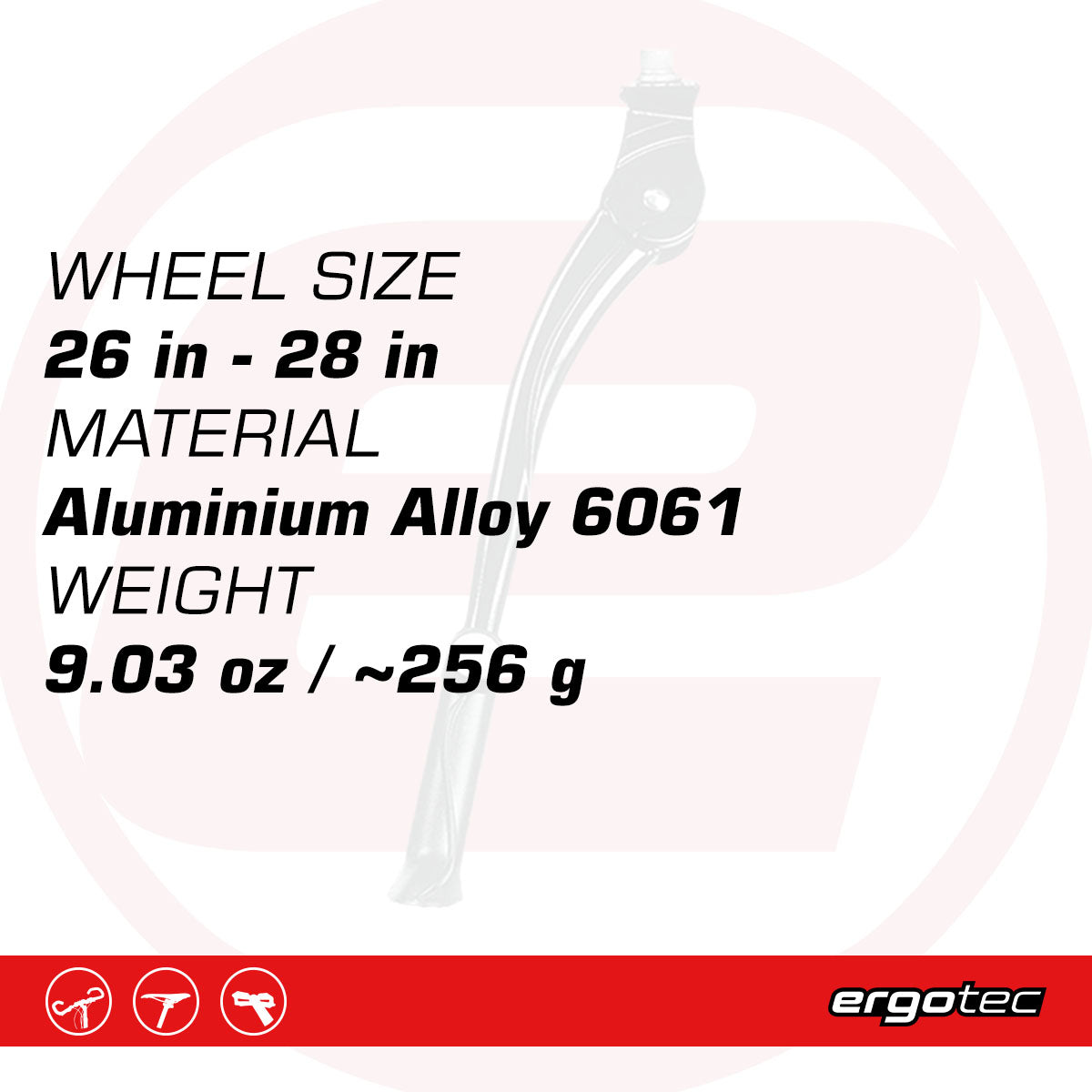 Ergotec Kick Stand Comfort - Adjustable Bicycle Stand for 26-28" Wheels
