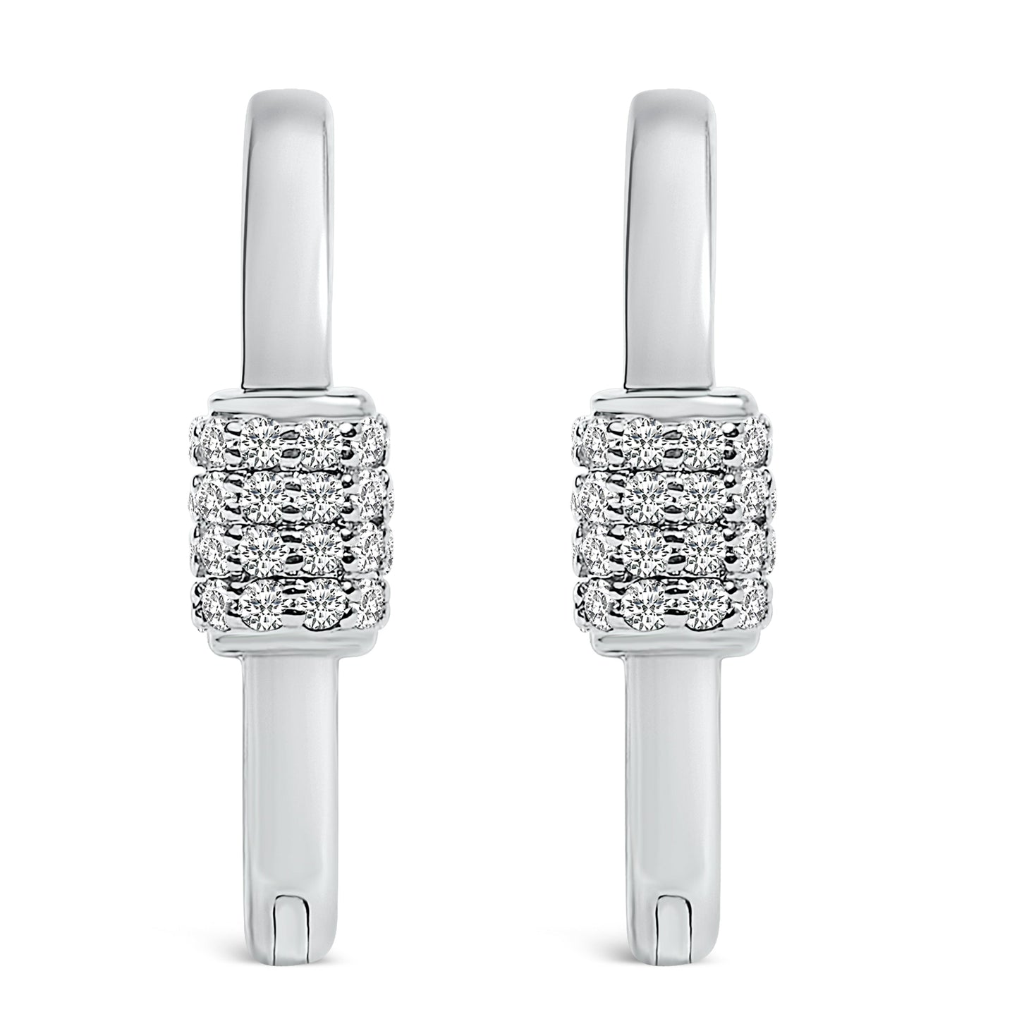 10K White Gold Lab Grown Diamond Heart Shaped Huggie Hoop Earrings