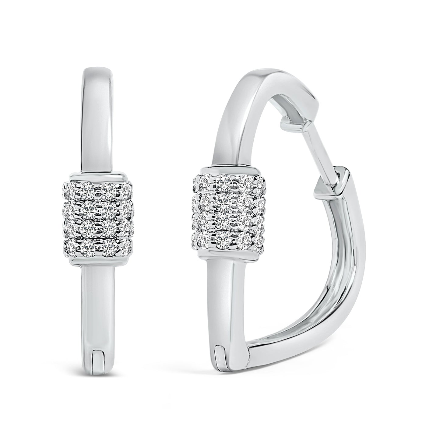 10K White Gold Lab Grown Diamond Heart Shaped Huggie Hoop Earrings