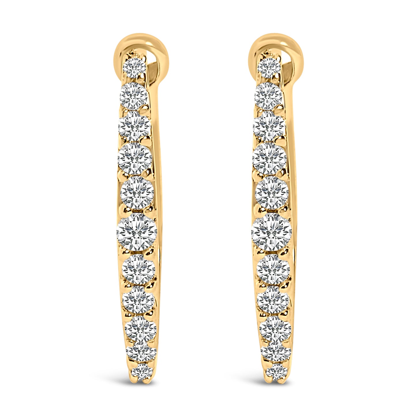 Boucles d'oreilles créoles en forme de cœur en or blanc 10K avec diamants cultivés en laboratoire