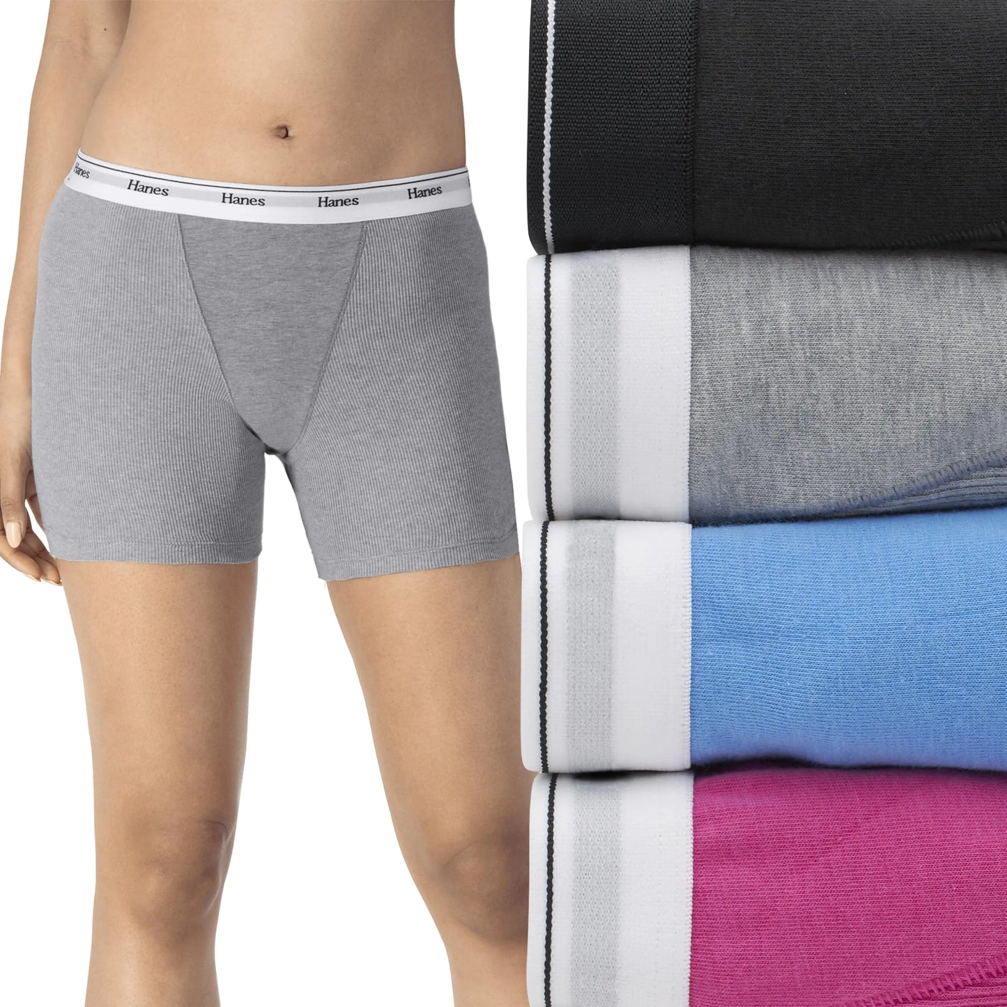 Pack de boxers mi-cuisse pour femmes Hanes - 4 pièces en couleurs tendance